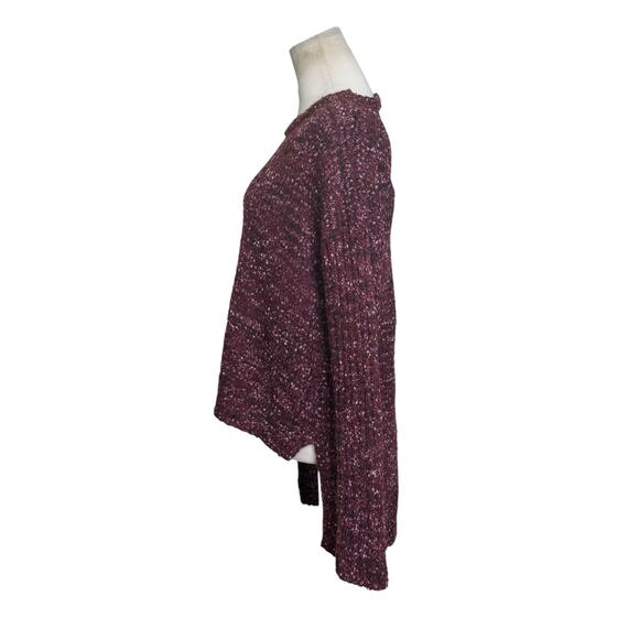 Target burgundy popcorn knit long sleeves high low sweater size Large - Picture 8 of 11